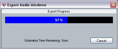 This dialog is described in detail in the chapter Export Audio Mixdown in the Operation Manual. 4. Name is for naming the file for export. Let s name our s Mixing Mixdown. 5.
