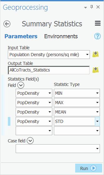 26 GIS for ArcGIS Pro : The ArcGIS platform 3 4. Double-click the Summary Statistics tool. 5.