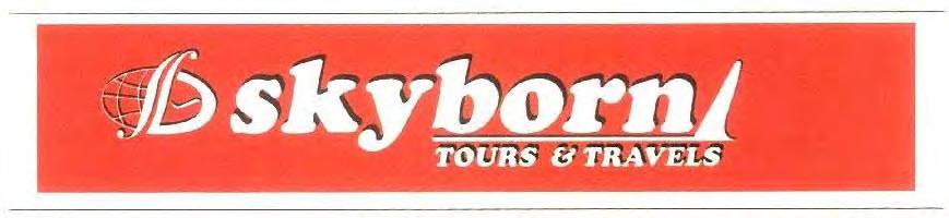 Trade Marks Journal No: 1796, 08/05/2017 Class 39 2809056 15/09/2014 THUMBIL SHAMSUDEEN trading as ;SKYBORN TOURS AND TRAVELS THOOMIL HOUSE
