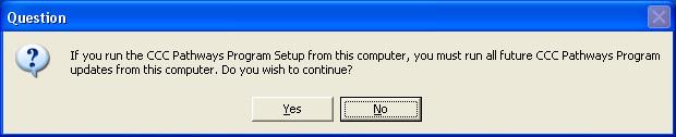 You are asked if you wish to continue. If this is the computer from which you want to run all future updates, click Yes.