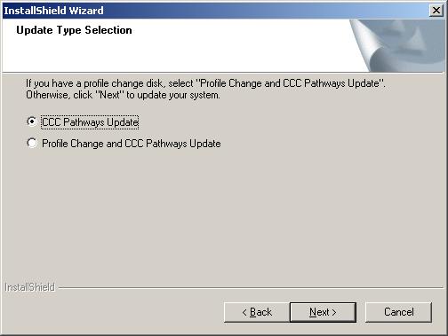 Updating the CCC Pathways Program Disc Note If you have a large number of workfiles in your In Process section, reindexing can take a significant amount of time.