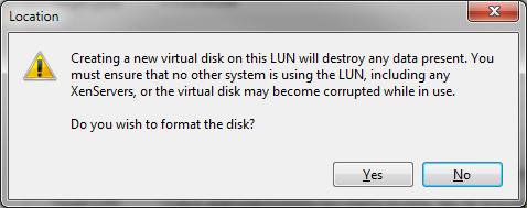 8. Click Yes to format the disk and create the