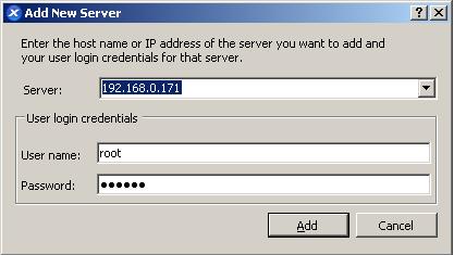 Type the IP address / Name with which running XenServer.