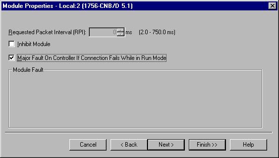 3-4 Configuring a ControlNet Module 4. Configure the local ControlNet communication module. IMPORTANT The example below shows configuration for a 1756-CNB module. However, depending on module-type (e.