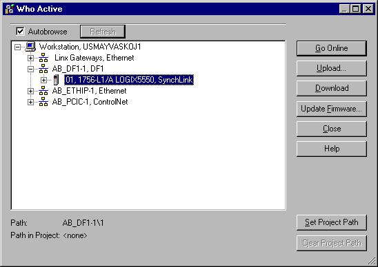 3-10 Configuring a ControlNet Module 3. Use the Who Active pop-up screen to download configuration to the controller. A. Expand the tree until you find the correct driver. B.