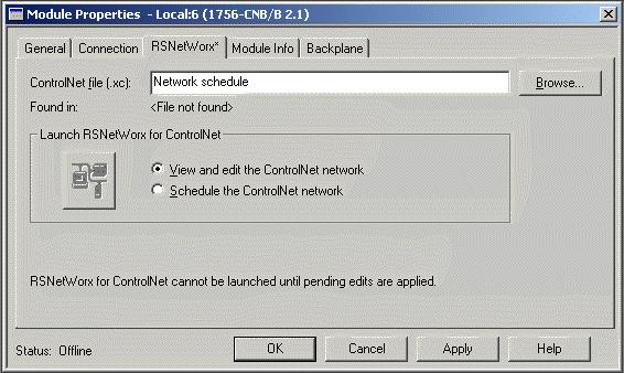 Configuring a ControlNet Module 3-13 2. On the RSNetWorx tab, name the new ControlNet file. A.