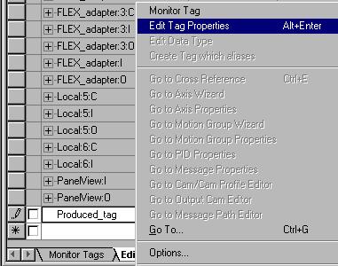 Interlocking Controllers (Produce and Consume Tags) 5-7 4. Access the tag properties. A. Right-click on the new tag name.