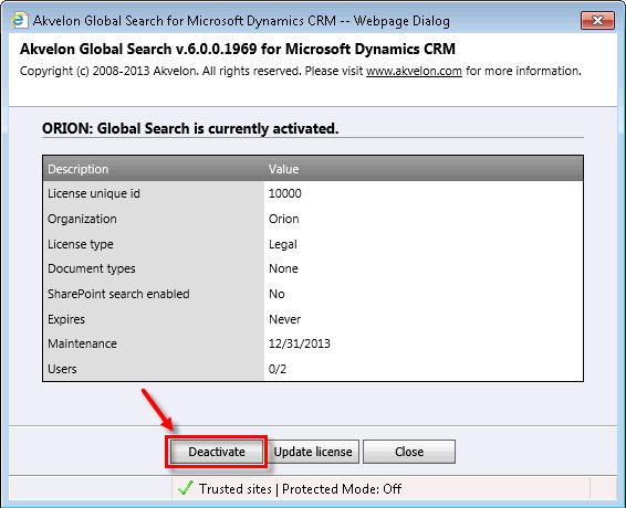 Uninstall Global Search 1. Deactivate Global Search for ALL CRM organizations that have it enabled.