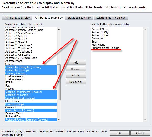 To add required attributes, go to Settings > Global Search settings, select the entity, click Edit Entity.