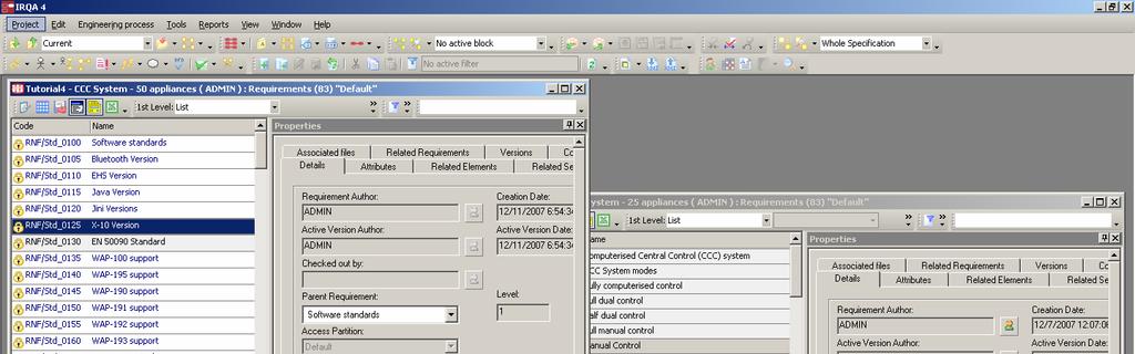 Select the elements to be linked in the second window. - Select the Set relationship option in the context menu.