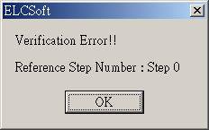 7 Communication 2. If the PC editing program is different from the ELC program, ELCSoft will thus send a warning message of Verification error!