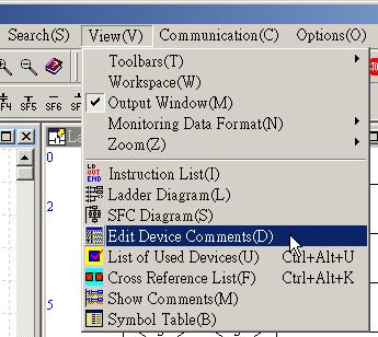 The instruction code is compiled and converted to the ladder diagram Editing Device Comment in SFC Mode: The device S represents the step point