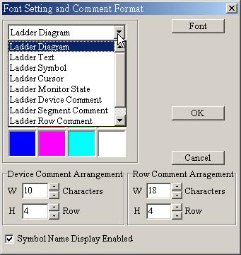 device comment, ladder segment comment, ladder row comment and ladder monitor value. It also provides those fonts that Windows uses.