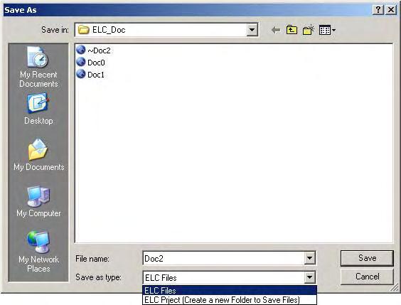 3 Creating Programs and Printing If you select "save as" and ELC file type, it will store all the generated files into designated folder.