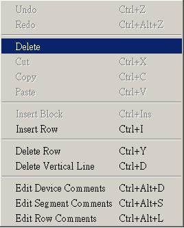 4 Ladder Diagram Mode Method 4: Right click the mouse and select the Delete command in the pop-up menu Delete Rows: Delete a row or several rows in
