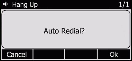 Auto Redial [Menu] >...Auto Redial Setting The system can repeatedly dial busy numbers.