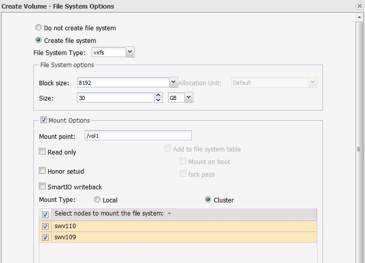 FILE SYSTEM ATTRIBUTES Next step is to create the file system Block Size Specify the mount point in the VM