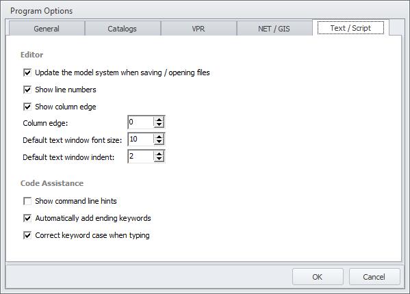 Settings for Text Editor