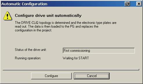 Configuring the drive object 6.1 Configuring the drive unit 4. Double-click on option "Automatic configuration" in the project navigator.