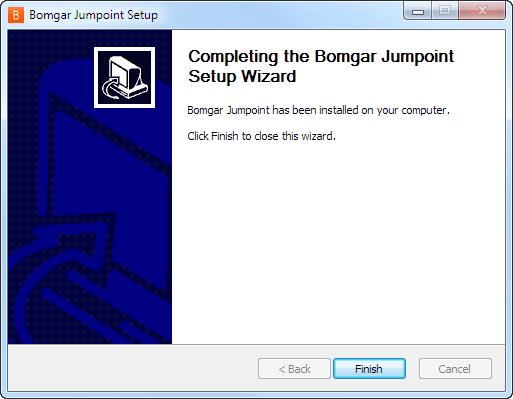 Jumpoint Setup Completion and Revision After installing the Jumpoint, you receive a confirmation message. Click Finish.