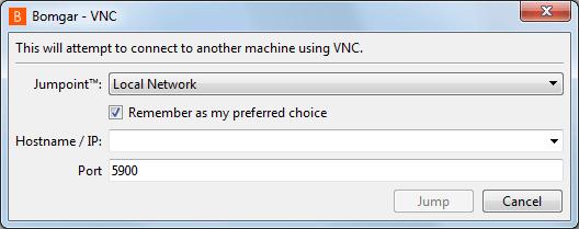 Start a Local or Remote VNC Session Use Bomgar to start a VNC session with a remote system.