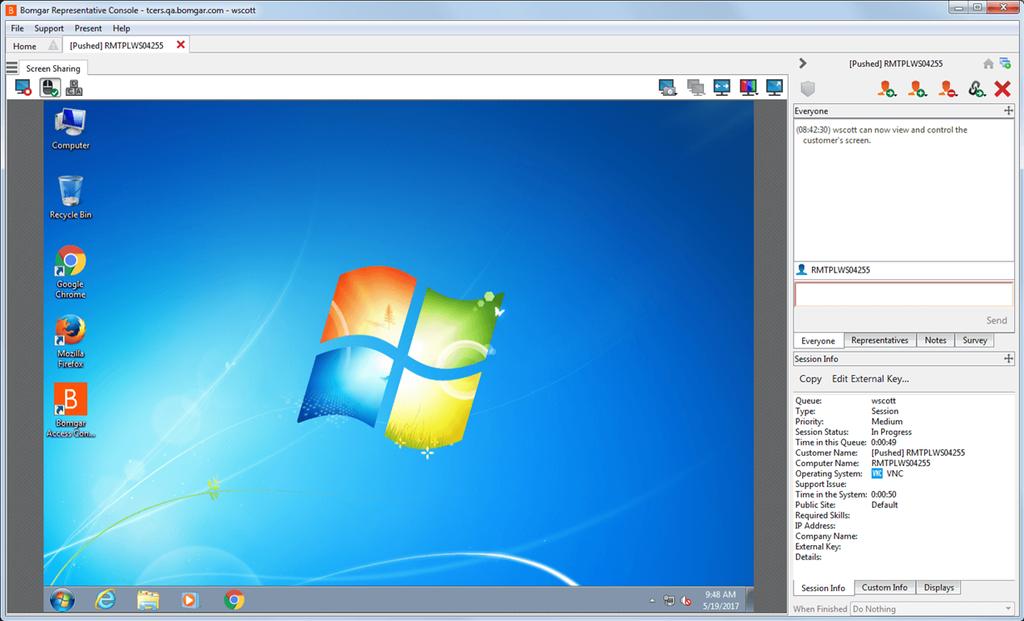 JUMPOINT GUIDE Your VNC session now begins. Begin screen sharing to view the remote desktop.
