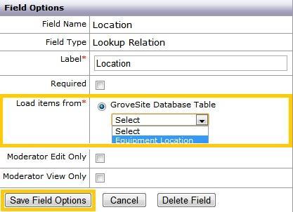 Page 34 of 38 Table you defined in Step 1. Don t forget to click Save Field Options. Repeat this step for every lookup field you want included in the database you just created.