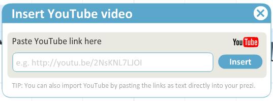 b. Copy and paste the URL of the YouTube video into the text box. Click Insert. c.