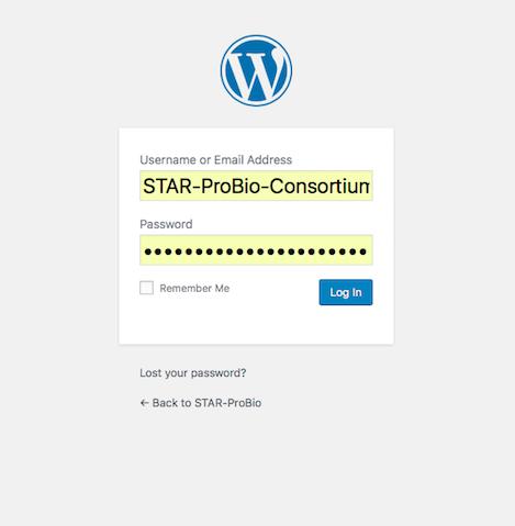 4 Sections The STAR-ProBio webpage hosts both a public and a private area.