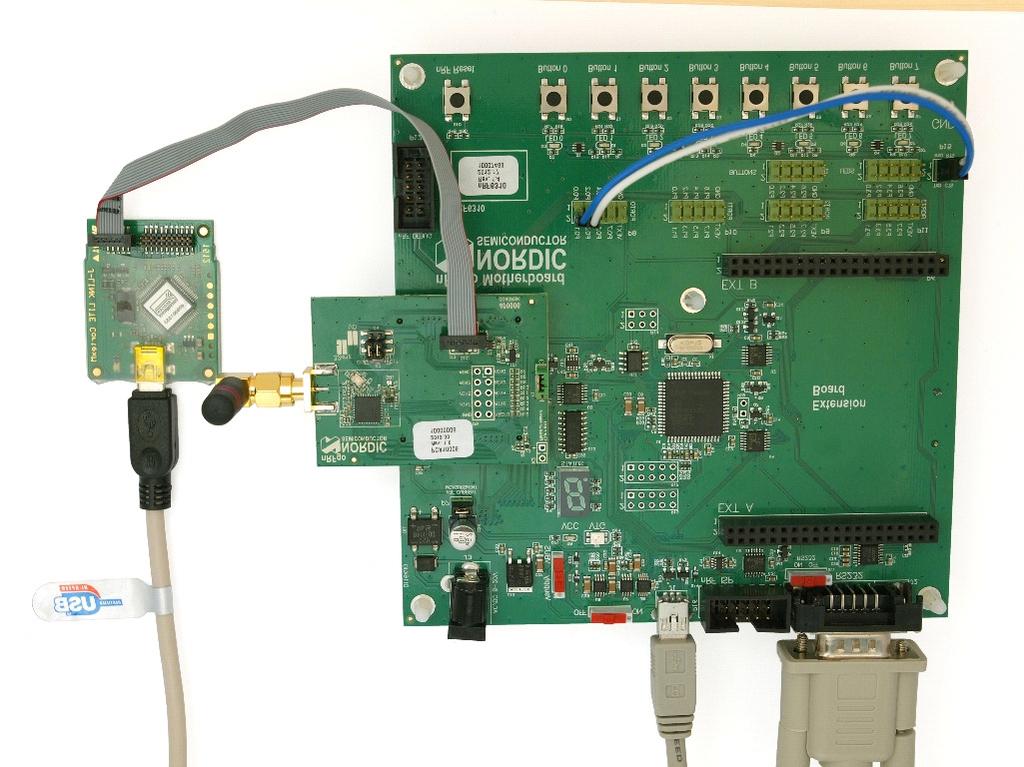 USB UART S11 P8 P15 J-Link Lite CortexM Figure 35 UART setup for DTM P8 P15 P0.1 TXD P0.3 RXD Table 7 UART setup The DTM is designed for use with Bluetooth test equipment.