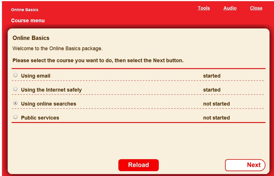 6 Once you ve selected your audio settings and clicked Start, you should be taken to a screen with the courses relisted.