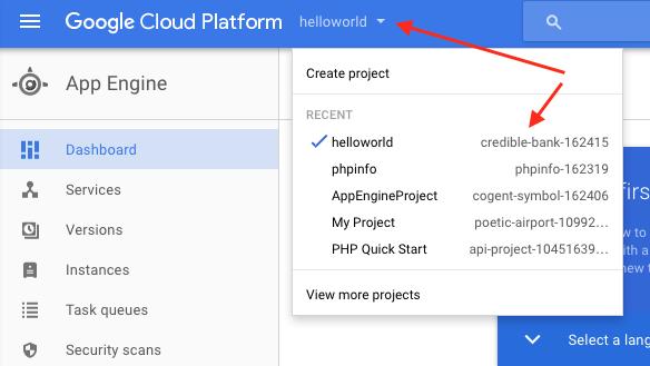 If you click in the project dropdown, you will see your Project / app name and its corresponding project ID from step 5.3.b.