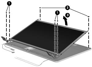 14. Disconnect the display panel cable from the back of the display panel by lifting the tape over the