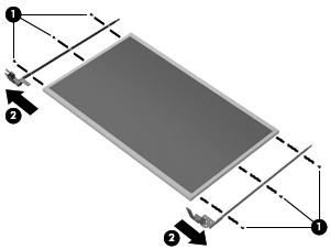 16. Remove the display hinges (2). Display hinges are available using spare part number 646354-001. 17.