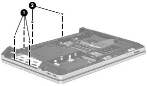 3. Remove the following screws that secure the top cover to the computer: (1): 2 Phillips PM2.