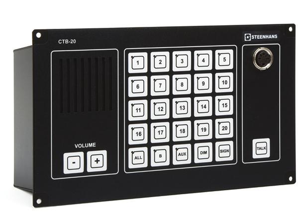 volume control Call signal Output for extra signal device all lines 3005020003 CTB-20 control unit, panel mounted, 20 lines Operator panel CTB-20 with 20 lines selection Operates with CU-20 or CU-200