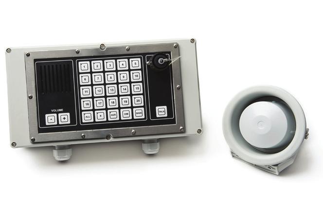 Waterproof operator panel with 0 lines selection, With external loudspeaker HP-8 Option, microphone P-66 and P-66/0 Operates with CU-0 or CU-00 central unit Single call / Group Call / All Call