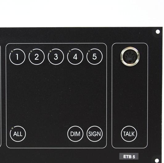 300502008 etb-0 central, panel mounted, 0 lines, 24V Dc, 2a master station with 0 lines selection all call facility monitor-speaker / microphone connector for gooseneck or handheld  300502009 etb-00