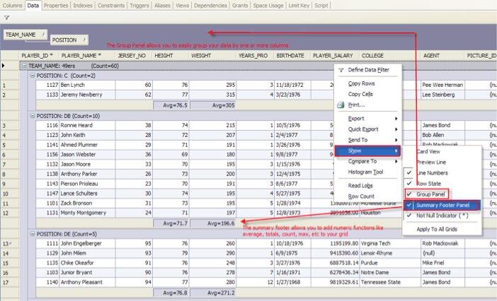 ADVANCED DATA FEATURES Toad for DB2 is chock full of features for working with objects containing data, such as tables, views and MQ table.