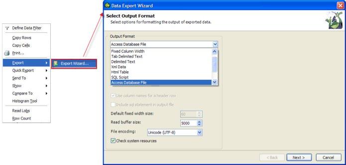 EXPORTING DATA Toad has many export features, including Quick Export, which allows you to easily export your