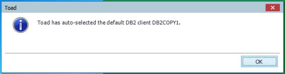 CATALOGUING YOUR DATABASES Toad uses your default DB2 client.