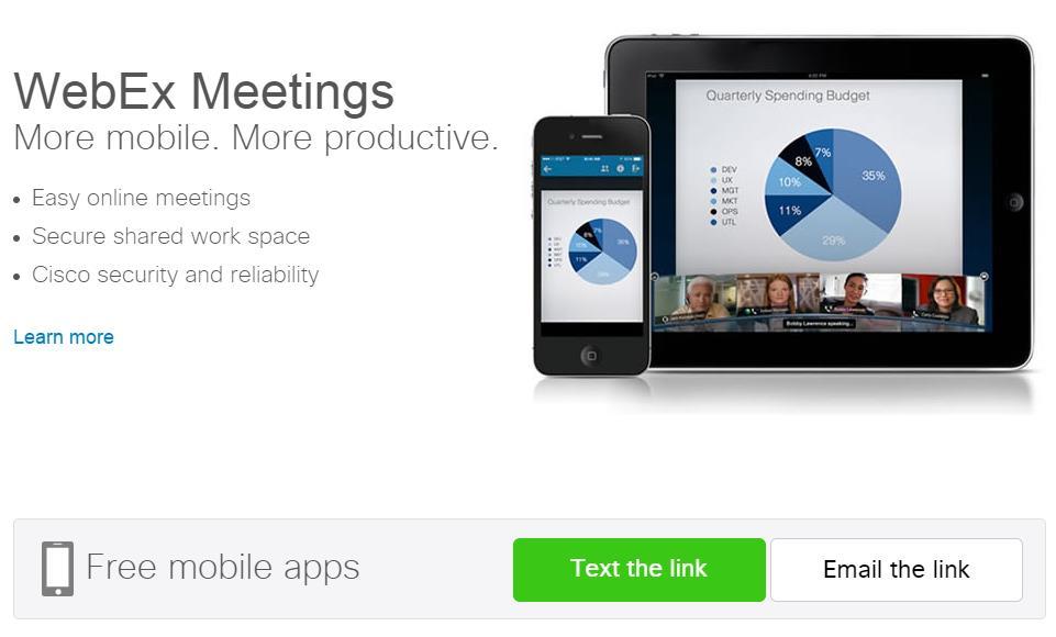 Download the WebEx app and start meetings on the go. Go directly to www.webex.