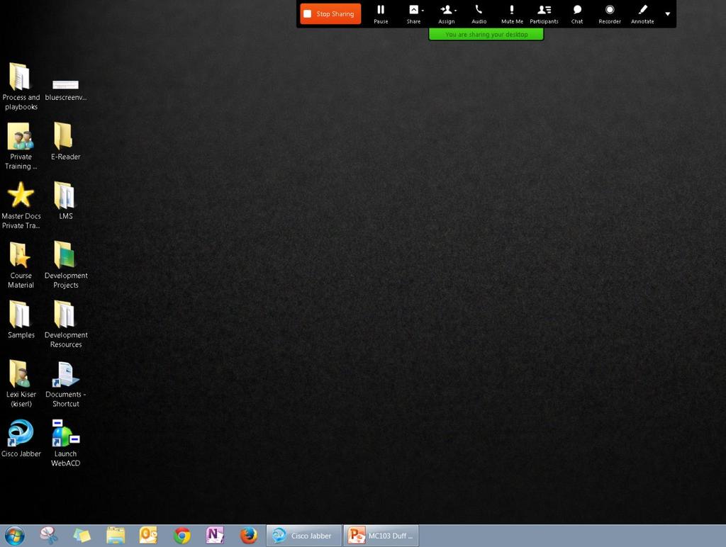 Sharing Features My Desktop Shows your entire computer desktop- including any programs, windows,