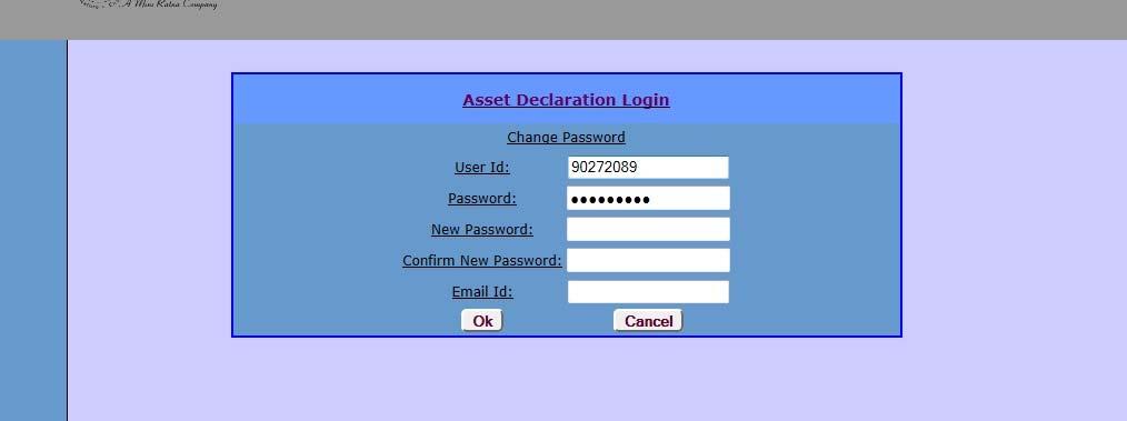 After successfully login for the first time the user is required to change password by filling New Password and Confirm New Password fields. The two passwords must match.