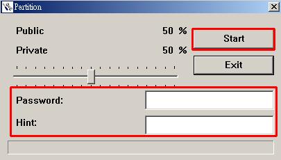 1. Connect the T.sonic to your computer. 2. Start the T.sonic Utility ( -> Programs -> T.sonic Utility) 3. Click on the Partition button in the T.sonic Utility window or Task Bar menu. Figure 18. T.sonic Utility Partition 4.