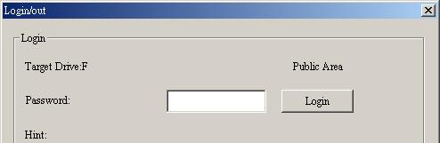 Figure 21. T.sonic Utility Login/out 4. The Login/out window will appear. Input your password and click Login. Figure 22. Enter your password 5.