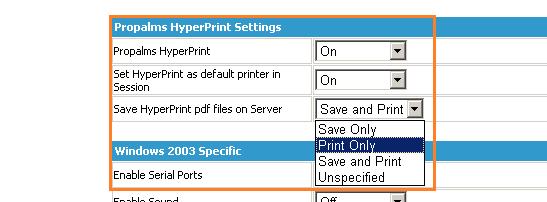 New Propalms HyperPrint options available in Connection Settings In TSE 6.5 a new section is available in Connection settings template called Propalms HyperPrint Settings.