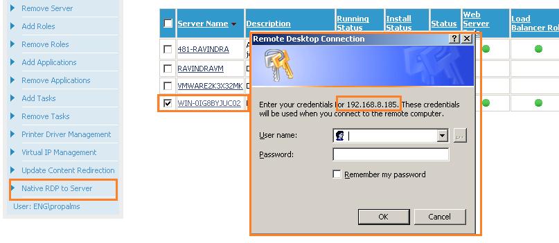 Direct RDP to server from Console-Manage-Server page TSE Admins can connect via RDP to all their TSE servers from Manage-Servers page in console.