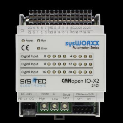 CANopen IO X2 Fact sheet Overview The CANopen IO X2 is a very compact and cost effective CANopen IO module featuring a high-density of industrial proven I/O's.