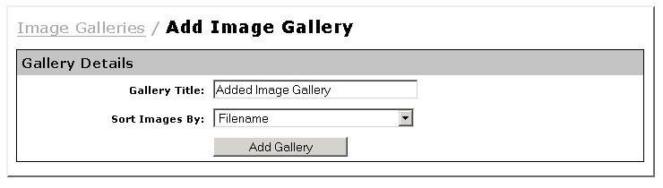 4. In the Gallery Title field enter the name of the gallery you are adding. You can change this name later if needed. 5.